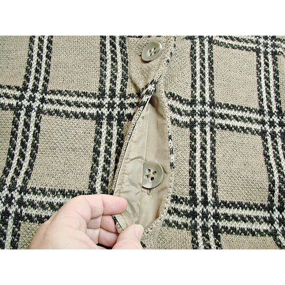 Serengeti Womens 2X Wool Jacket Shacket Sweater Tan Black Plaid Button Up Pocket - Picture 7 of 11